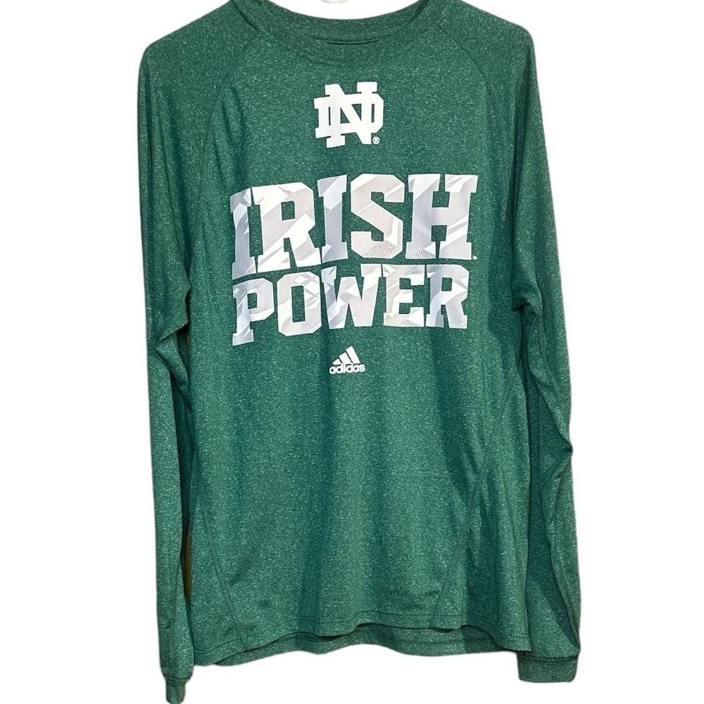 Adidas Limalite Athletic Long Sleeve Shirt Notre Dame Team Irish Power Green